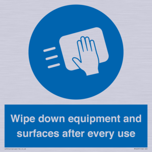 Wipe down equipment and surfaces after every use
